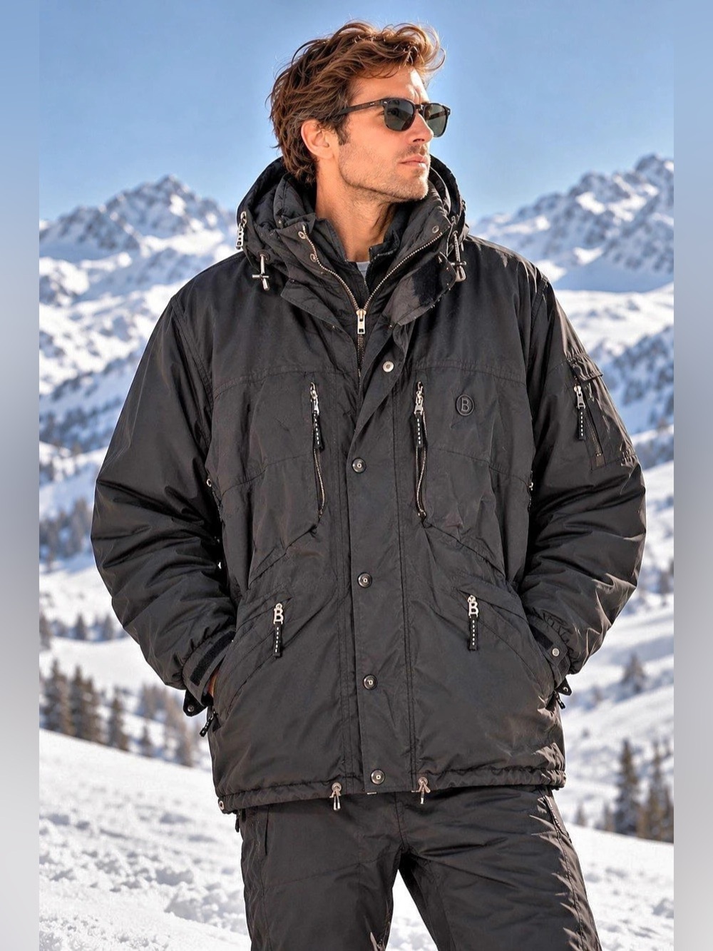 Vintage 90s Bogner Goan Thylmann Black Ski Jacket Parka L/XL